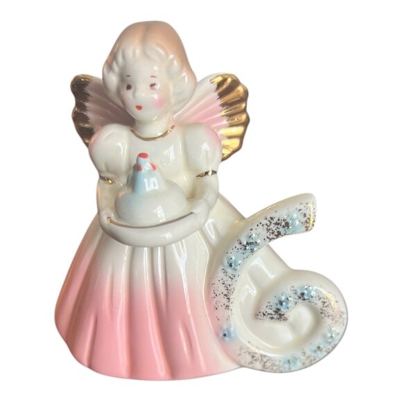 Vintage Josef Originals Birthday Girl Angel Age 6 Figurine Porcelain 4" - Picture 1 of 7